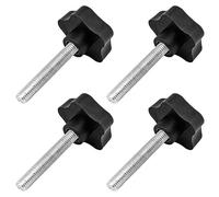 PRIOstahl Lot de 4 vis de blocage à poignée en forme d'étoile - M6 x 60 mm - Vis à tête étoile - Vis moletée comme support et fixation avec filetage extérieur en acier