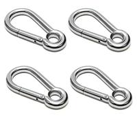 PRIOstahl Mousqueton avec cosse - 6 x 60 mm x 4 pièces avec fermoir à cliquet - Mousqueton de fixation pour fauteuil suspendu - Sac de frappe en acier inoxydable V4A