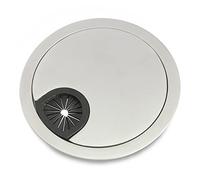 PRIOstahl Passe-câbles Passe-câble Sortie de câble Cache câble rond Règlement des câbles x 1 pièce avec fermeture en caoutchouc Ø 90 mm Surface : acier inoxydable mat (optique) pour bureaux en métal