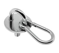 PRIOstahl Plaque à œillets filetée - 1 plaque oculaire avec vis sans tête de 40 x 23 mm + 1 mousqueton de 6 x 60 mm - Crochet mural de plafond à suspendre - Fixation pour voile d'ombrage, sac de