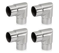 PRIOstahl Raccord d’angle en acier inoxydable V2A - 4 pièces Ø 42,4 mm pour tubes ronds - Raccord de main courante à visser - Angle de 90 degrés - Construction de garde-corps en acier inoxydable sans