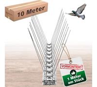 PRIOstahl Répulsif anti-pigeons à 2 rangées de 10 m (10 x 100 cm) pics prémontés et prêts à l'emploi avec serre-câbles - Répulsif professionnel pour pigeons et petits oiseaux - Résistant aux