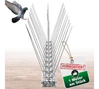PRIOstahl Répulsif anti-pigeons à 3 rangées de 1 m (1 x 100 cm) pics pré-montés et prêts à l'emploi - Répulsif professionnel pour pigeons et petits oiseaux sur balcon, toit, résistant aux intempéries