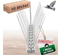 PRIOstahl Répulsif anti-pigeons à 3 rangées de 10 m (10 x 100 cm) pics prémontés et prêts à l'emploi avec serre-câbles - Répulsif professionnel pour pigeons et petits oiseaux - Résistant aux