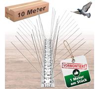 PRIOstahl Répulsif anti-pigeons à 4 rangées de 10 m (10 x 100 cm) pics prémontés et prêts à l'emploi avec serre-câbles - Répulsif professionnel pour pigeons et petits oiseaux - En acier inoxydable V2A