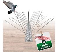 PRIOstahl Répulsif anti-pigeons à 5 rangées de 1 m (1 x 100 cm) pics pré-montés et prêts à l'emploi - Répulsif professionnel pour pigeons et petits oiseaux sur balcon, toit, résistant aux intempéries