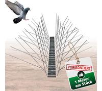 PRIOstahl Répulsif anti-pigeons à 6 rangées, 1 m (1 x 100 cm), pics pré-montés et prêts à l'emploi, professionnel, pour pigeons et petits oiseaux, sur balcon, toit, résistant aux intempéries, en acier