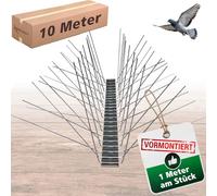 PRIOstahl Répulsif anti-pigeons à 6 rangées de 10 m (10 x 100 cm) pics prémontés et prêts à l'emploi avec serre-câbles - Répulsif professionnel pour pigeons et petits oiseaux - Résistant aux