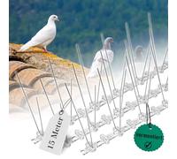 PRIOstahl Répulsif anti-pigeons avec plaque de base en plastique à 2 rangées de pics de 15 m (30 x 0,50 cm) - Protection contre les oiseaux - Pour balcon, toit, fenêtre - Résistant aux UV et