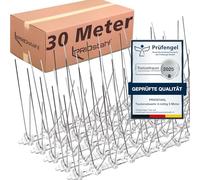 PRIOstahl Répulsif contre les pigeons avec plaque de base en plastique 4 rangées de 30 m (60 x 0,50 cm) Protection contre les oiseaux pour balcon, toit, fenêtre, résistant aux UV et inoxydable V2A