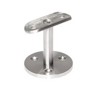 PRIOstahl Support de main courante - 1 main courante de 42,4 mm - Pour tube rond au mur - À visser - Avec fixation à 3 trous - En acier inoxydable V2A