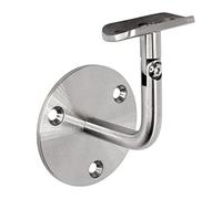 PRIOstahl Support de main courante - 1 support de main courante réglable au mur pour tube rond de 42,4 mm de diamètre - Avec fixation à 3 trous en acier inoxydable V2A - Pour balustrade, tuyau,