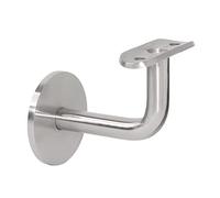 PRIOstahl Support de main courante - 1 support de main courante sur tube rond de 42,4 mm de diamètre - À visser à plat sur le mur - Vis à double filetage M8 - En acier inoxydable V2A