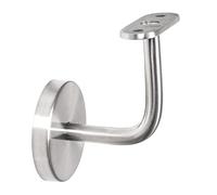 PRIOstahl Support de main courante - Support mural - 1 support de main courante au mur - Fixation à 3 trous - Avec rosace de recouvrement plate - Pour tube carré en acier inoxydable V2A