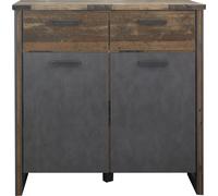 Prip Commode 2 portes et 2 tiroirs, style vieux bois, finition Matera.