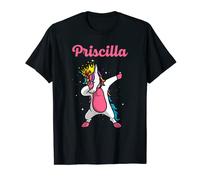 PRISCILLA Cadeau d'anniversaire personnalisé Motif licorne T-Shirt