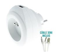 Watt&Co - Chargeur USB BEWATT charge rapide 2,4a + 1P 16A blanc