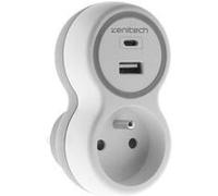 Prise 16a et deux chargeurs usb a+c (blanc et gris) - zenitech G