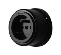 Prise 2 pôles + terre 16A Fontini Garby Porcelaine noire ronde