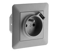 Prise 2P+T 16A avec port USB 2,4A Titanium - Artezo - Zenitech