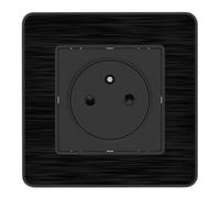 Zenitech Prise 2P+T 16A - Easy Eject Complet - métal Noir brossé Kouro