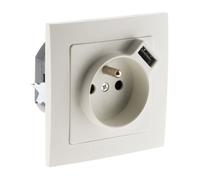 Prise 2P+T 16A encastrable + USB 2,1A - blanc - Zenitech Blanc G