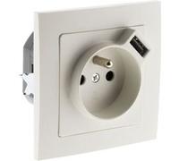 Prise 2P+T 16A encastrable + USB 2,1A - blanc - Zenitech Blanc G