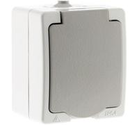 Prise 2P+T 16A Gris Clair IP54 - Akya