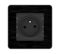 Prise 2P+T 16A simple complet - métal Noir brossé - Kouro - Zenitech