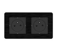 Prise 2P+T 2x16A - Easy Eject complet - métal Noir brossé Kouro - Zenitech