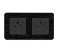 Prise 2P+T 2x16A - Easy Eject complet - métal Noir brossé Kouro - Zenitech