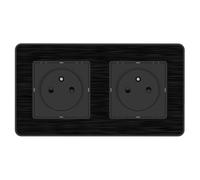 Prise 2P+T 2x16A - Easy Eject complet - métal Noir brossé Kouro - Zenitech