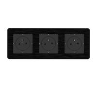 Prise 2P+T 3x16A - Easy Eject complet - métal Noir brossé Kouro - Zenitech