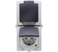 Prise 2P+T avec clapet Kopp 136956008 Nautic gris