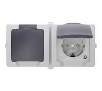Prise 2P+T avec clapet Kopp 137056002 Nautic gris