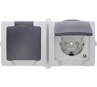 Prise 2P+T avec clapet Kopp 137056002 Nautic gris