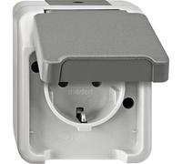 Prise 2P+T avec clapet Merten 4074944 AQUASTAR Gris Clair