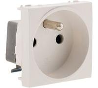 Prise 2P+T connexion auto. module large Blanc