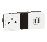 Prise 2P+T et prise double USB Legrand - Mosaïc - 4 modules