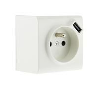- Prise 2P+T et USB en saillie - blanc