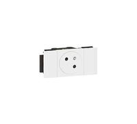 Legrand Prise de courant 077101L Soluclip, 2P+T, 2 modules, Blanc, Goulotte Mosaic à clippage direct