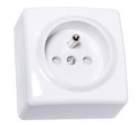 Prise 2P+T +S Blanche - Installation en saillie - 16A 250V - Puissance 3680W e Protection IP20 - Dimensions compactes 63x62x41 mm