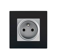 Prise 2P+T Silver Delta Viva + Plaque Noir