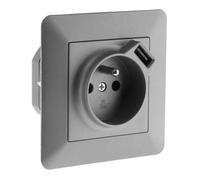 Prise 2P+T + USB 2,4A Artezo - titanium - Zenitech