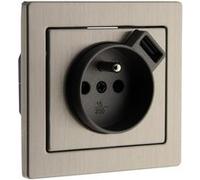 Art'flat - Prise 2p+t + usb encastrable inox art flat