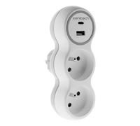 Prise 2x16A + 2 ports USB A/C - Blanc et Gris - Bolea - Zenitech