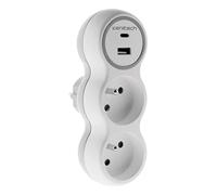 Prise 2x16A + 2 ports USB A/C - Blanc et Gris - Bolea - Zenitech