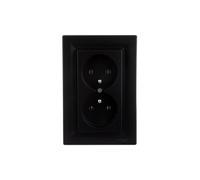 Prise 2x2P+PE Asfora anthracite avec cadre EPH9800271