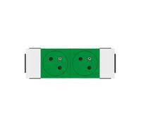Legrand 077192L Double Prise de Surface Soluclip pour Goulotte Mosaic à Clippage Direct, Courant 2P+T, 4 Modules, Vert