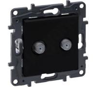 Prise 2xTV type F noir 1,5 dB Niloe Step